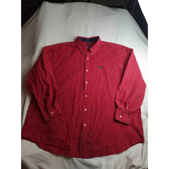 Chaps Other - Chaps Button Down Shirt Mens 3XB Red Mini Grid Preppy Classic Business Casual